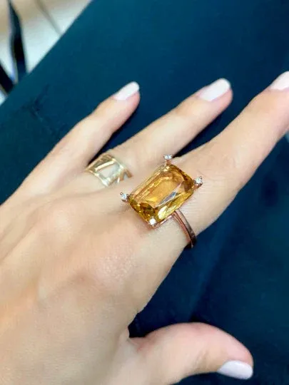 Rectangle Citrine Ring
