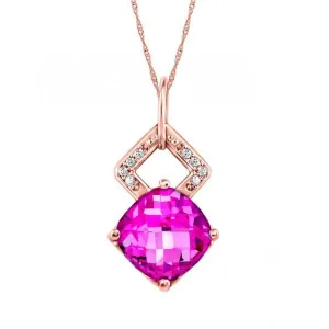 Rose Gold Diamond Pink Topaz Pendant