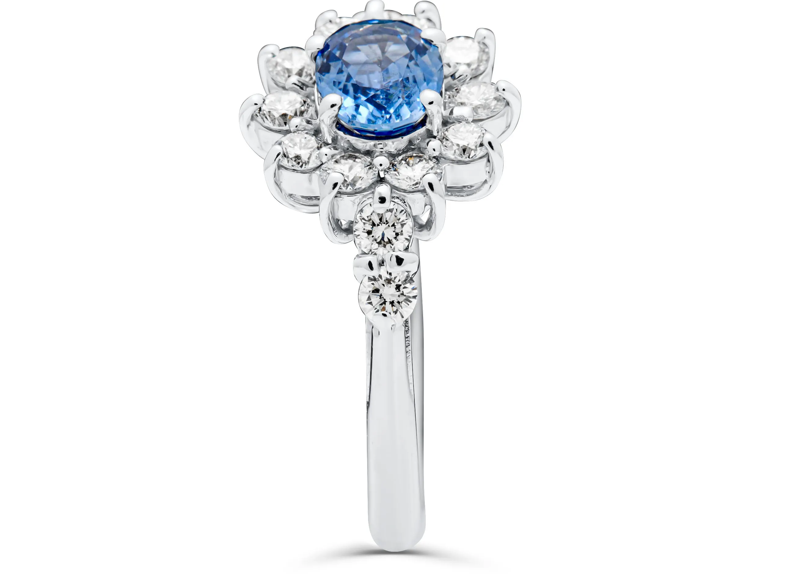 Sapphire Oval Cut Flower Ring