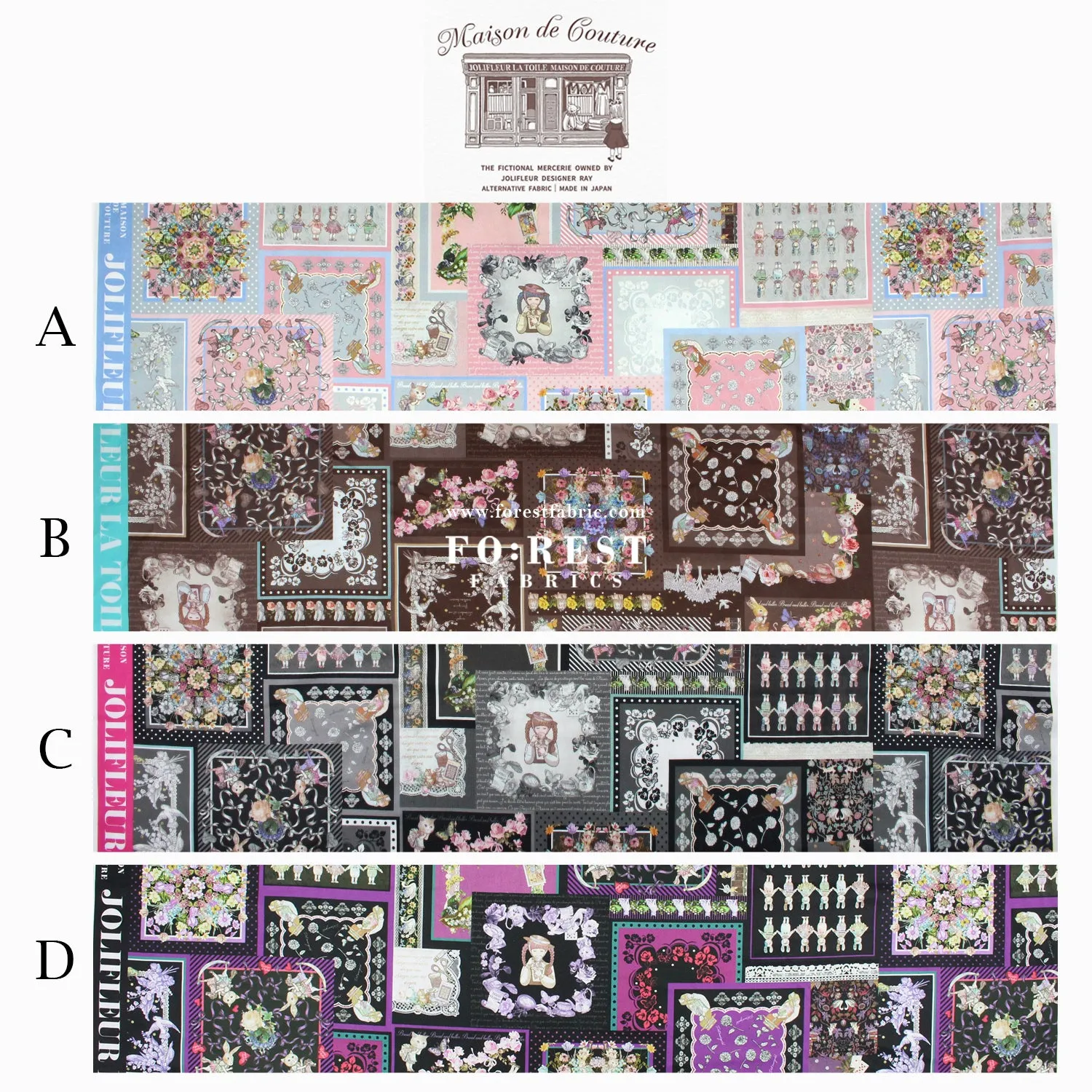 Satin Super Cotton - JoliFleur Itoi patchwork fabric GrayPink