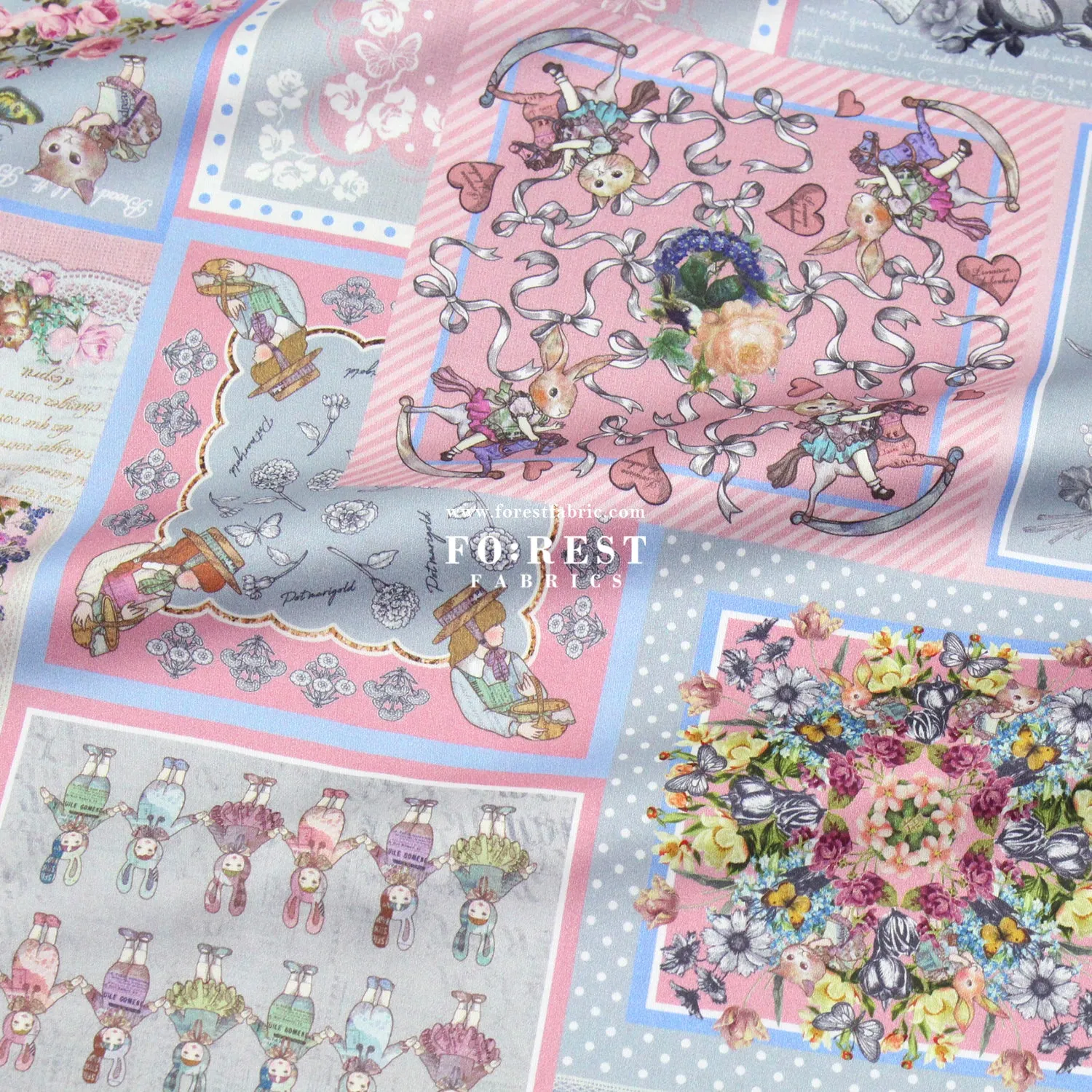 Satin Super Cotton - JoliFleur Itoi patchwork fabric GrayPink