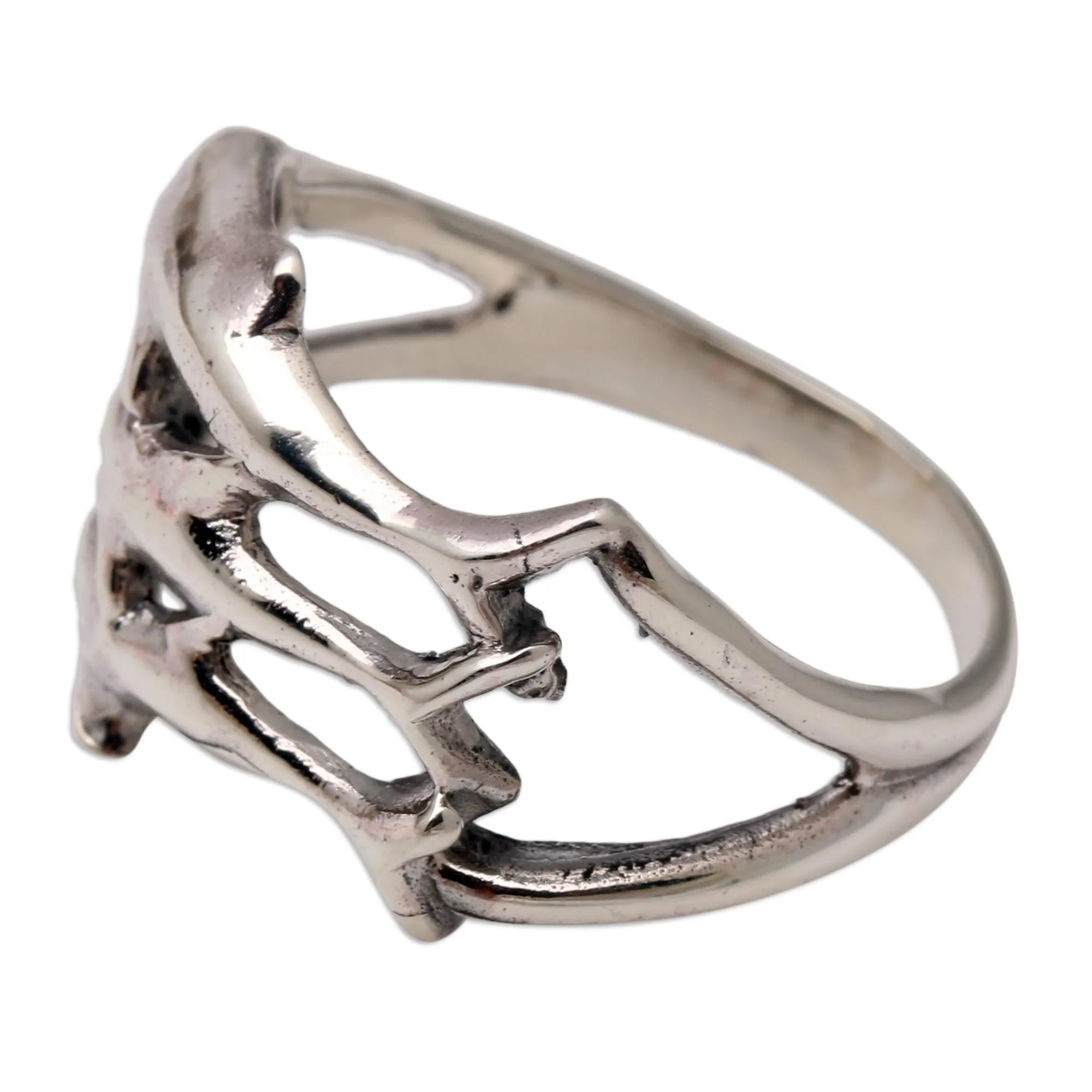 Sterling Silver Dolphin-Themed Cocktail Ring - Synchronized Swimmers | NOVICA