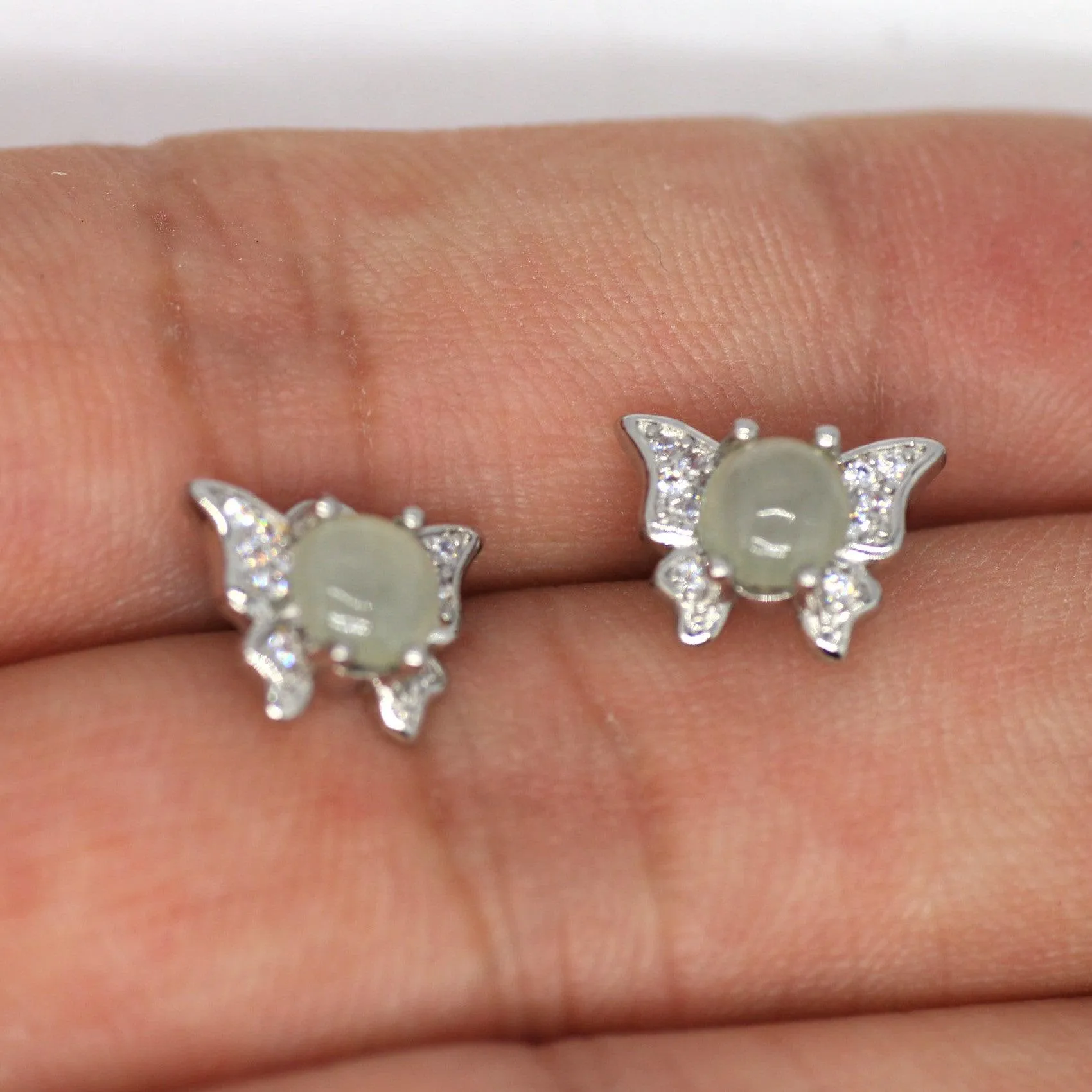 Type A Jadeite Jade Earrings s925 Silver Inlay 01-VGGN-G3HZ