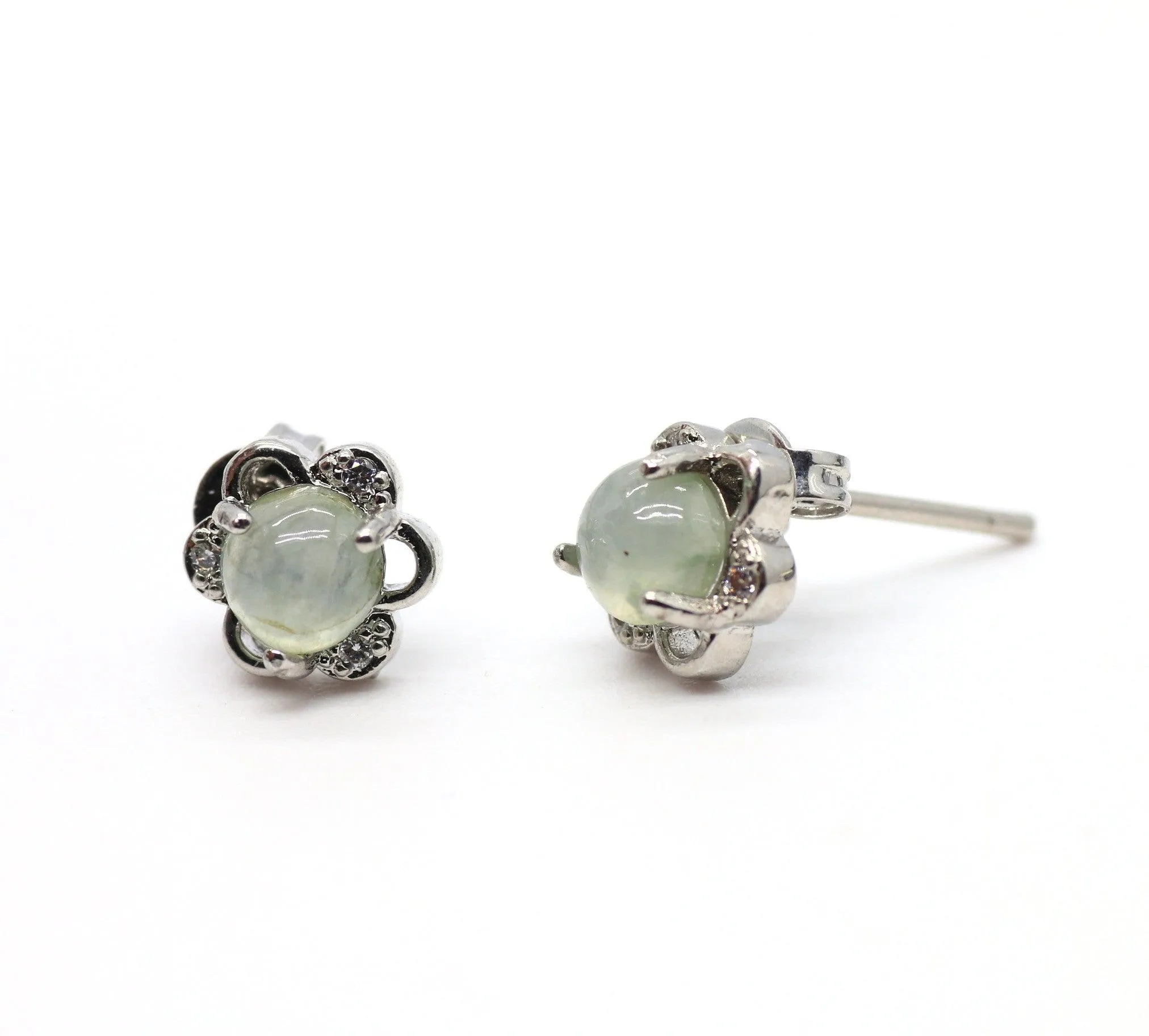 Type A Jadeite Jade Earrings s925 Silver Inlay 18-ZMK3-V00Z