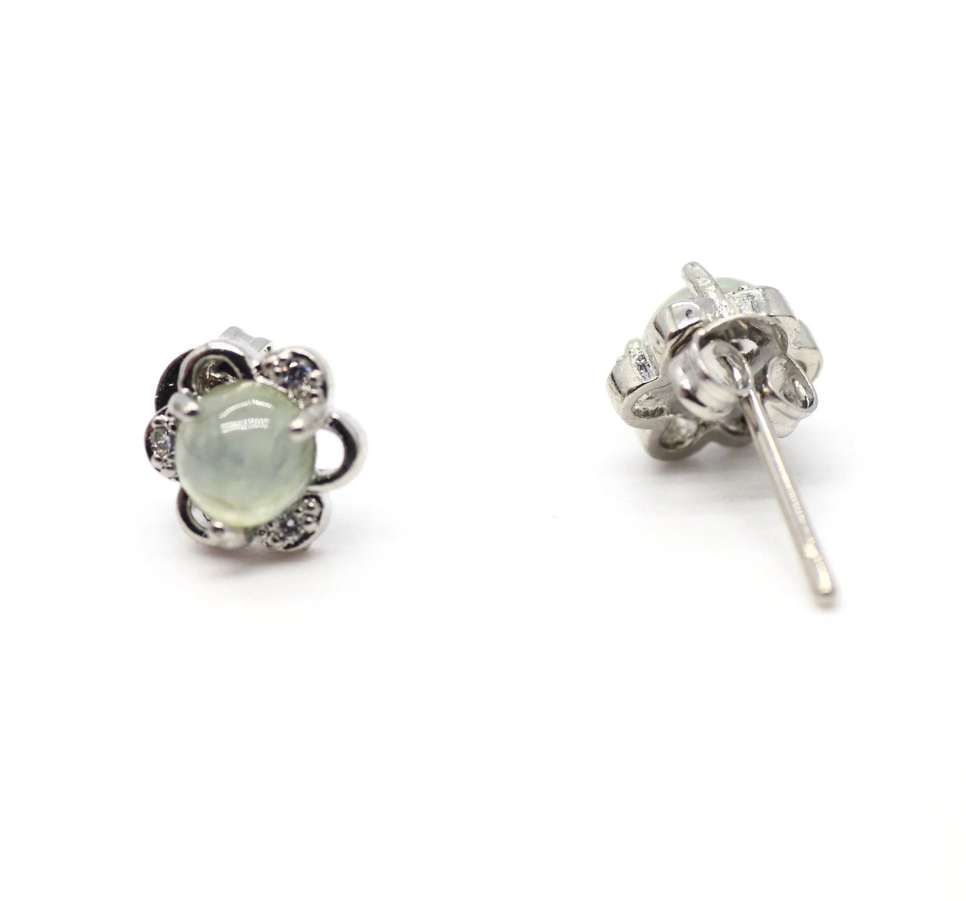 Type A Jadeite Jade Earrings s925 Silver Inlay 18-ZMK3-V00Z