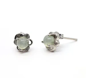Type A Jadeite Jade Earrings s925 Silver Inlay 18-ZMK3-V00Z