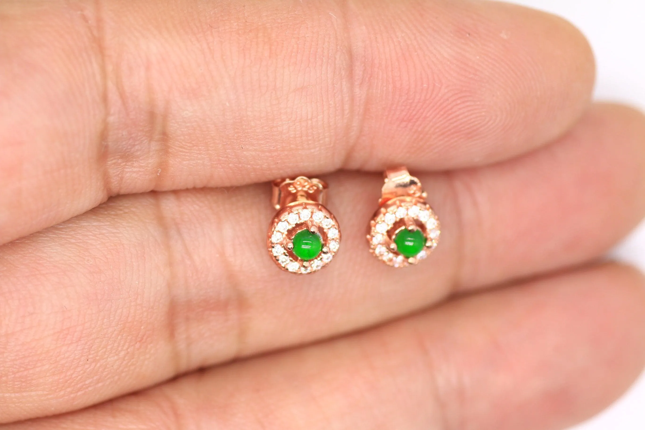 Type A Jadeite Jade Earrings s925 Silver Inlay  O9-4IHE-KSN0