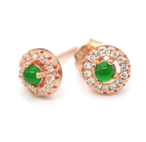 Type A Jadeite Jade Earrings s925 Silver Inlay  O9-4IHE-KSN0