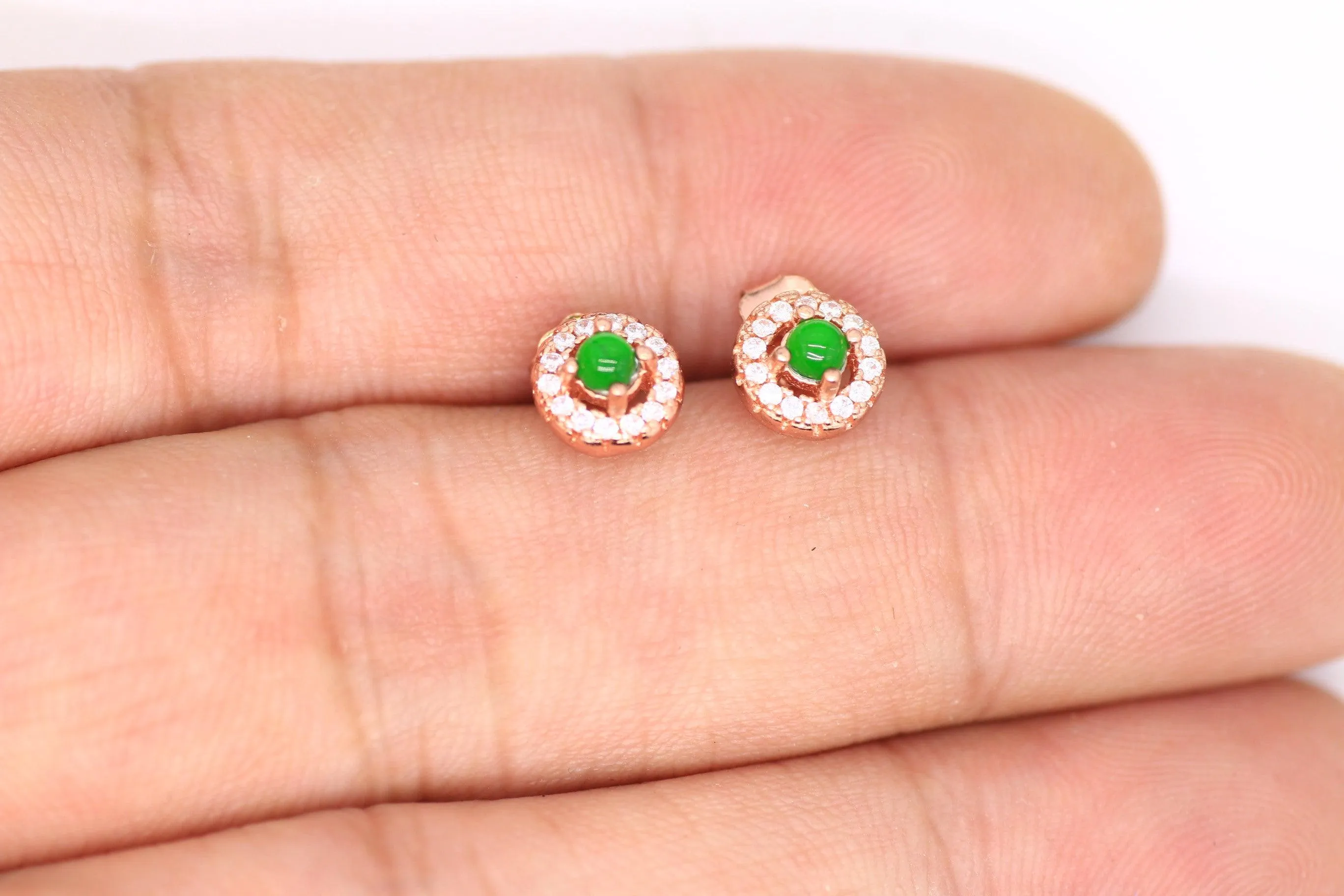 Type A Jadeite Jade Earrings s925 Silver Inlay  O9-4IHE-KSN0