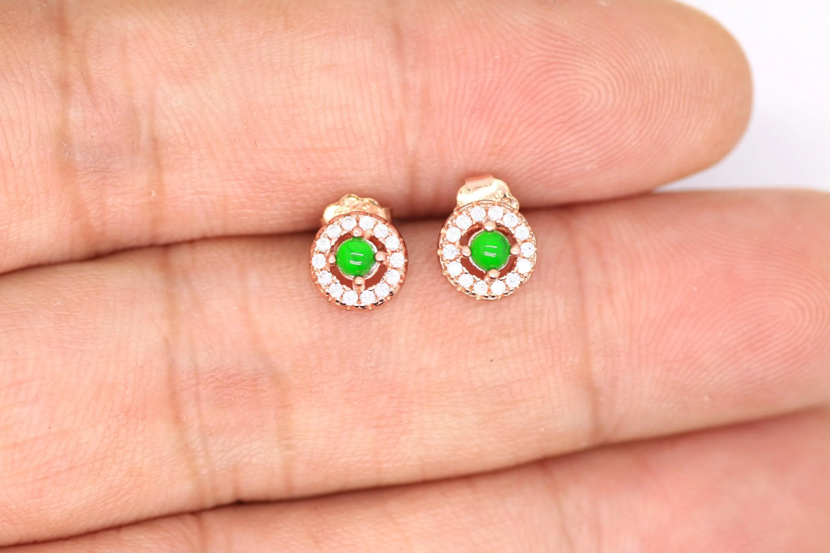 Type A Jadeite Jade Earrings s925 Silver Inlay  O9-4IHE-KSN0