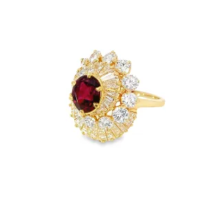 Vintage Ruby and Diamond Cocktail Ring